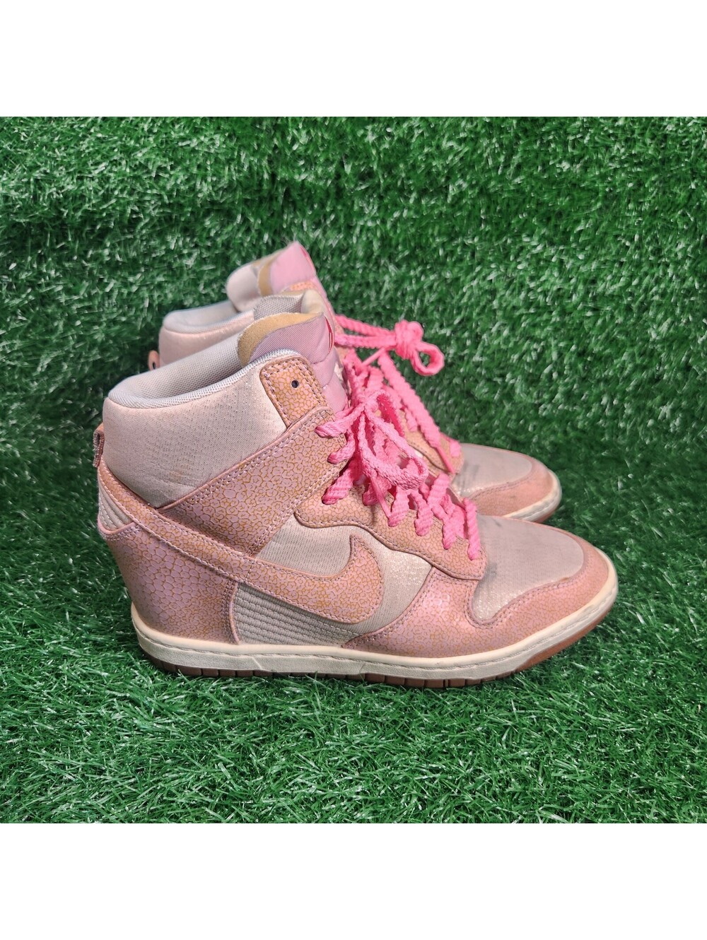 Nike Dunk Sky Hi Hidden Wedge Heel Women's 9 Sneakers Desert Sand Gum Pink